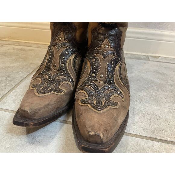 "Corral Women Style G1185 Brown & Dark Brown Embroidered Cowboy Boots 8" - Picture 7 of 16